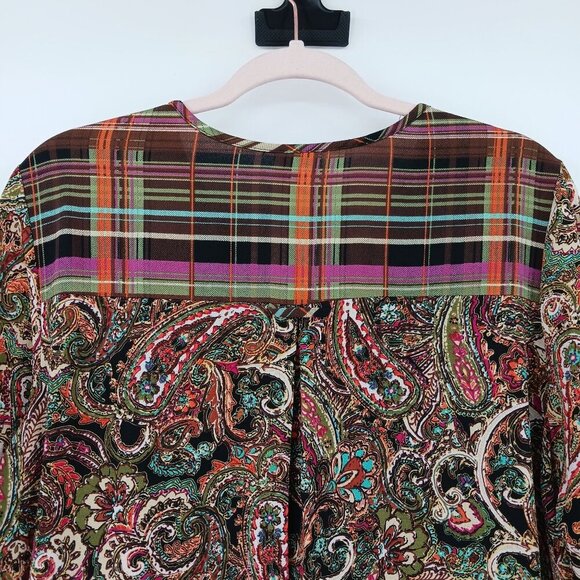 Fig and Flower Paisley Plaid Tunic Size Large Bohemian Boho - Picture 5 of 15
